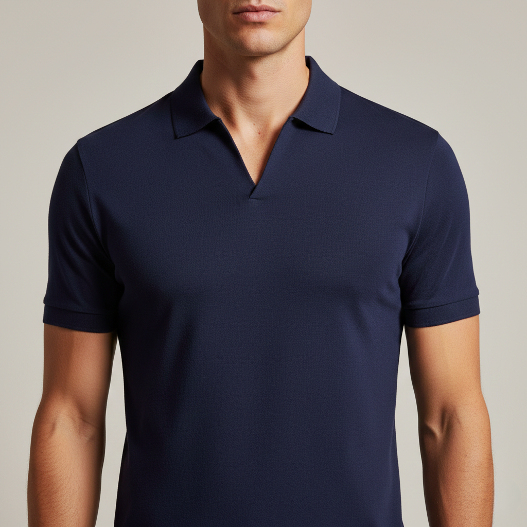 Polo Masculina Algodão Gola V