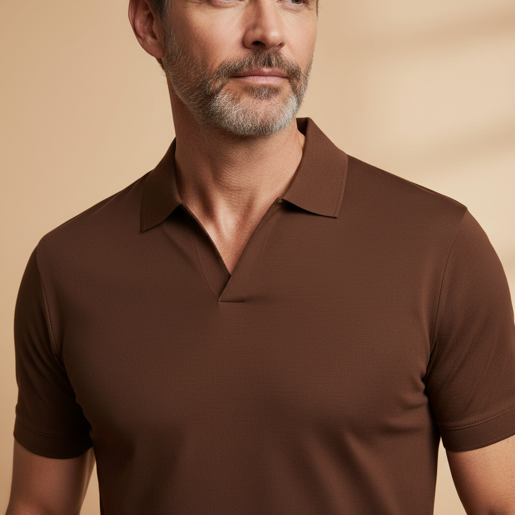 Polo Masculina Algodão Gola V
