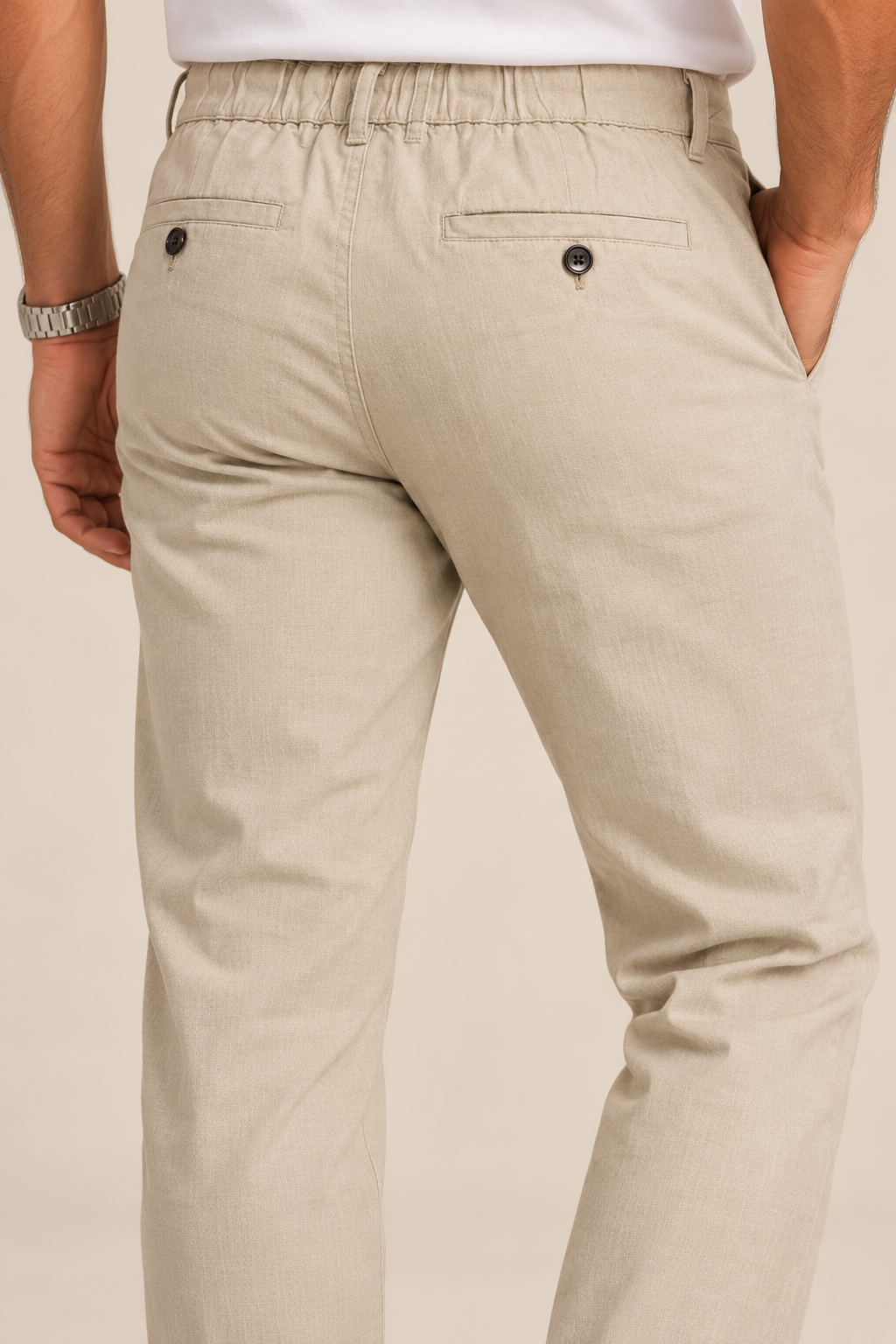 Calça Masculina Visco Linho com Ajuste na Cintura