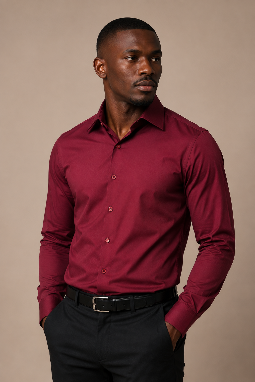 Camisa Social Algodão Vino Marsala