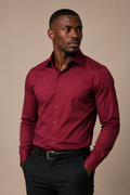 Camisa Social Algodão Vino Marsala