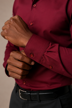 Camisa Social Algodão Vino Marsala