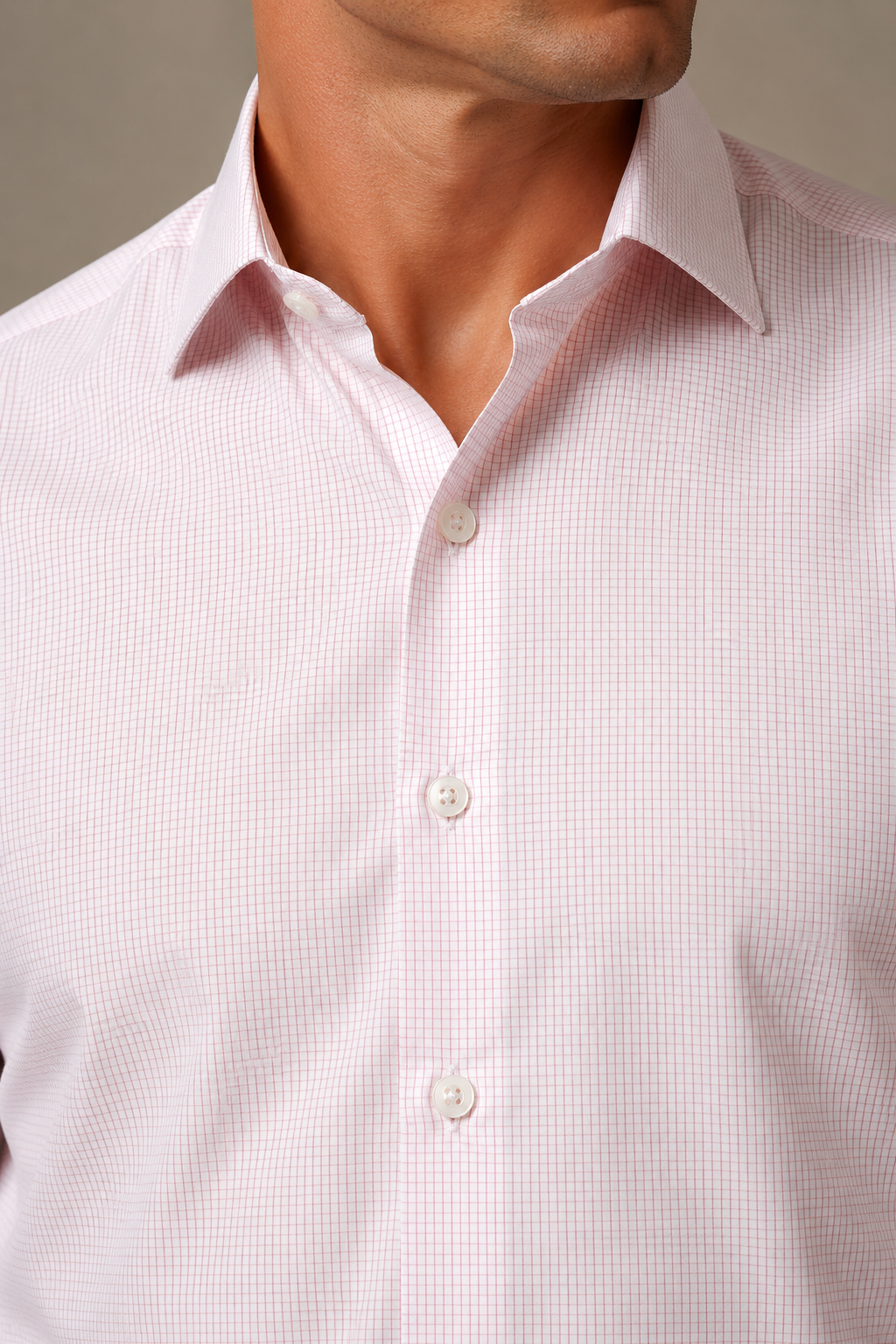 Camisa Social Micro Xadrez Rosa Claro