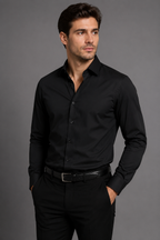 Camisa Social Preta em Fibra de Bambu