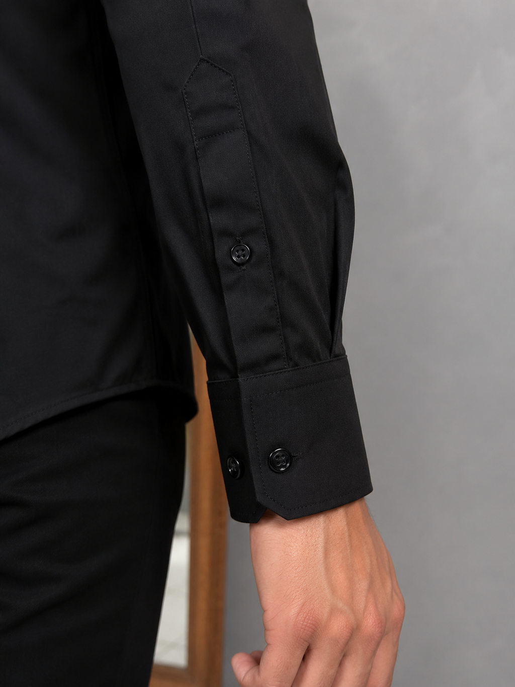 Camisa Social Preta em Fibra de Bambu