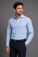 Camisa Social Fibra de Bambu Trabalhado Azul Claro