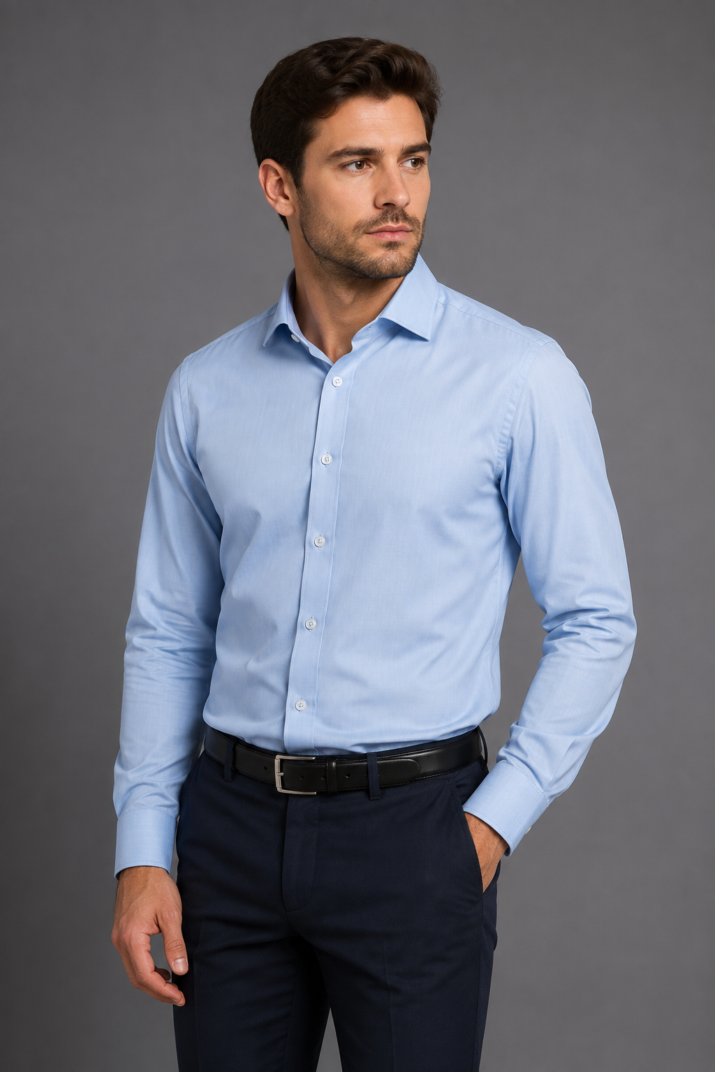 Camisa Social Fibra de Bambu Trabalhado Azul Claro