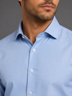 Camisa Social Fibra de Bambu Trabalhado Azul Claro