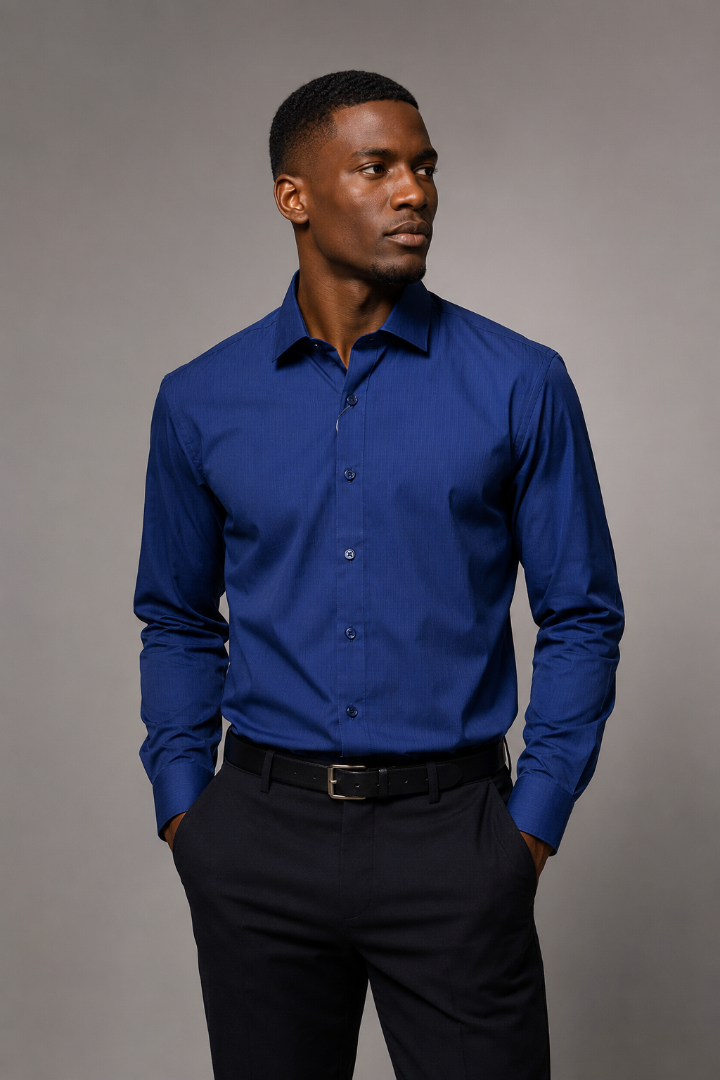 Camisa Social Fibra de Bambu Azul Escuro