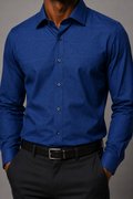 Camisa Social Fibra de Bambu Azul Escuro
