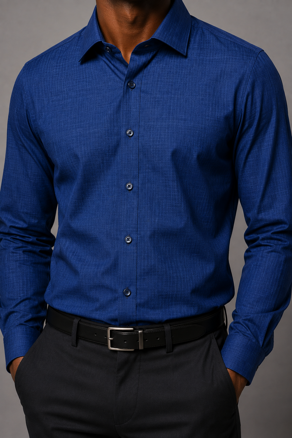 Camisa Social Fibra de Bambu Azul Escuro