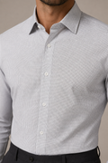 Camisa Social Branca Quadriculado Preto
