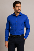 Camisa Social Algodão Lisa Azul Turquesa