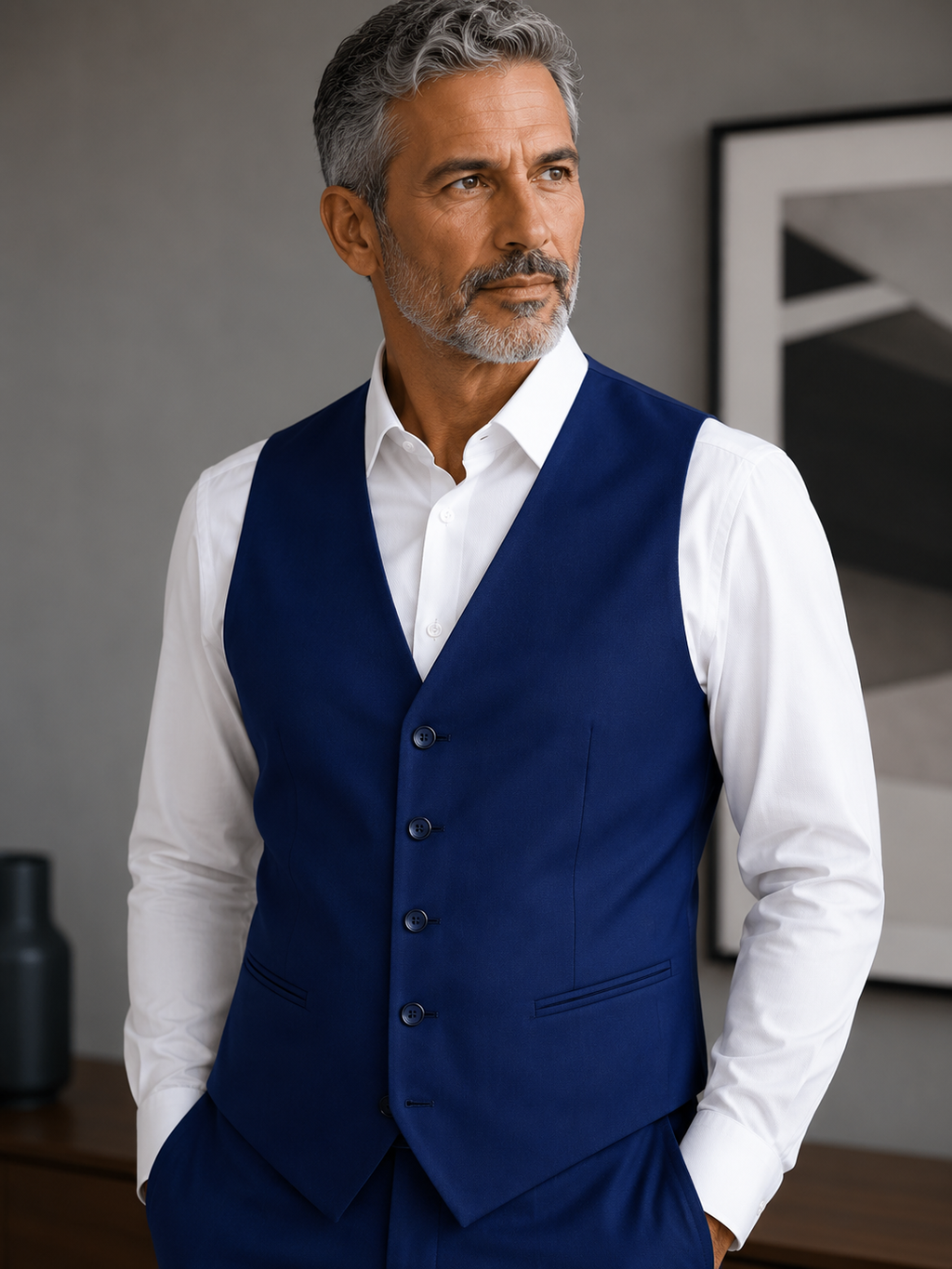 Terno Masculino Poliviscose Slim Azul Bic