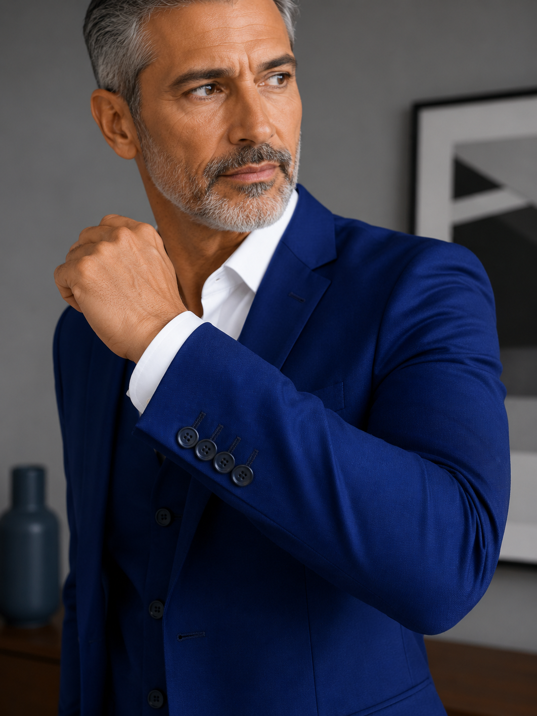 Terno Masculino Poliviscose Slim Azul Bic