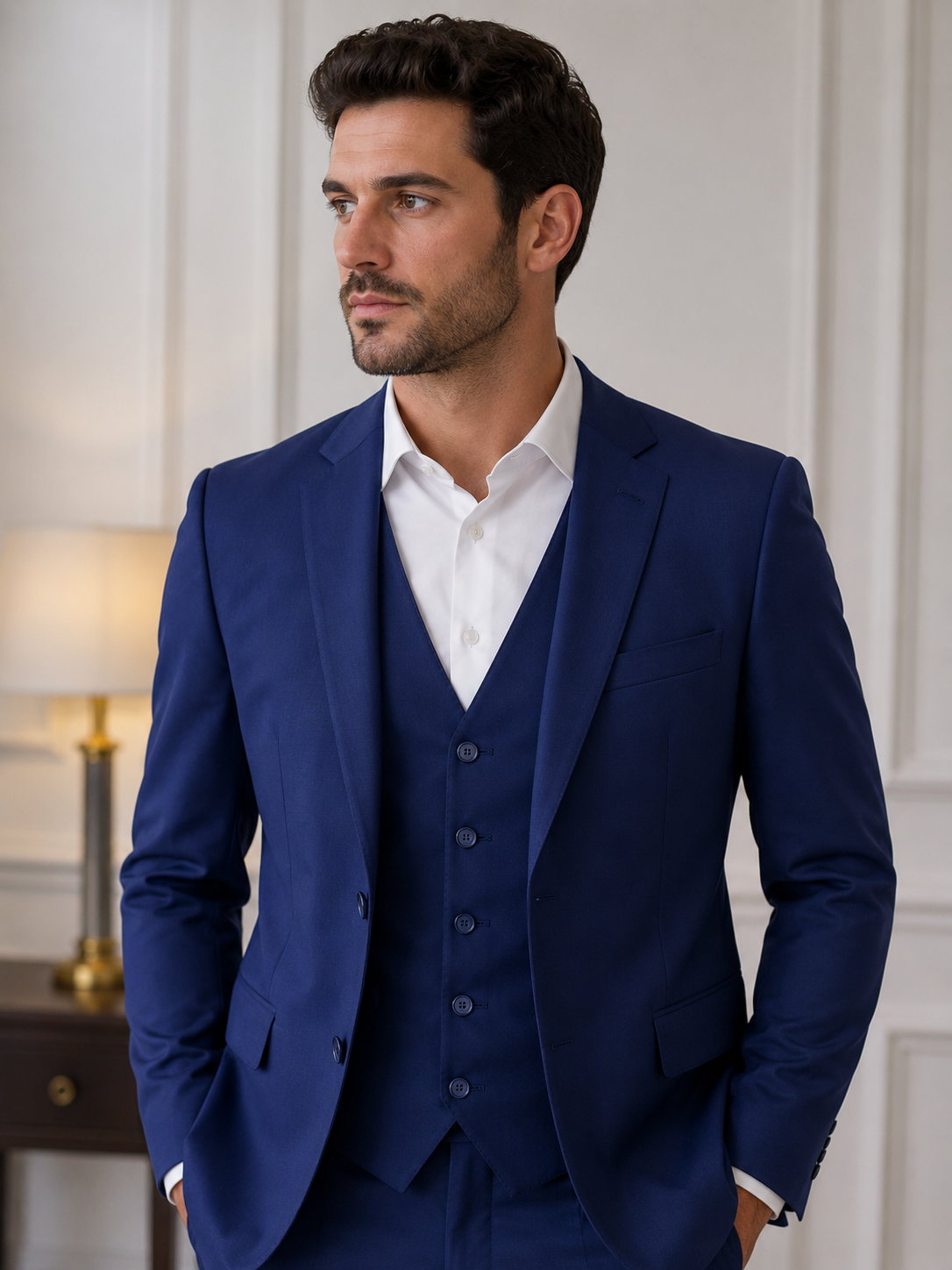 Terno Poviscose Azul Imperial