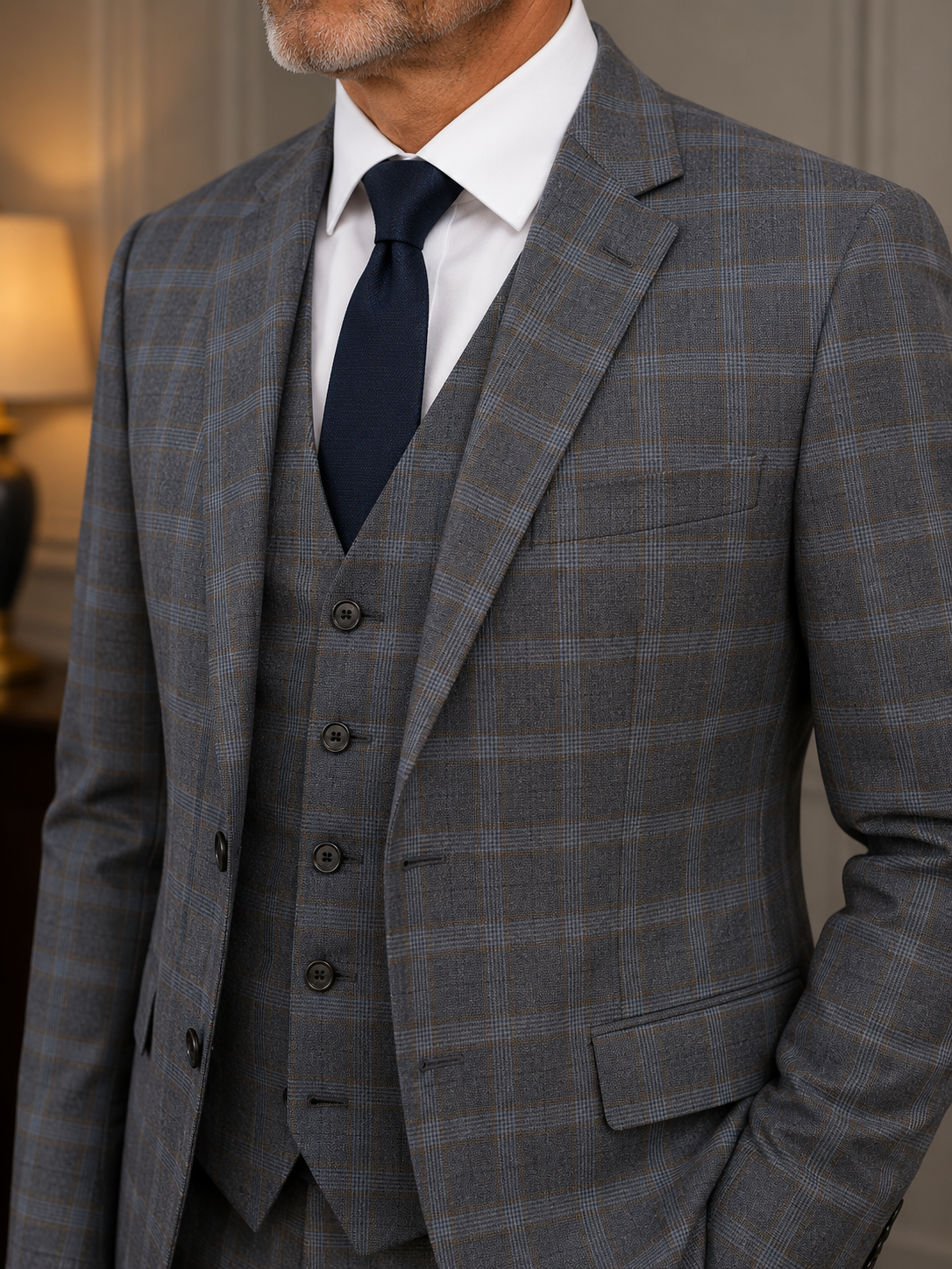 Terno Poliviscose Cinza Chumbo Quadrile