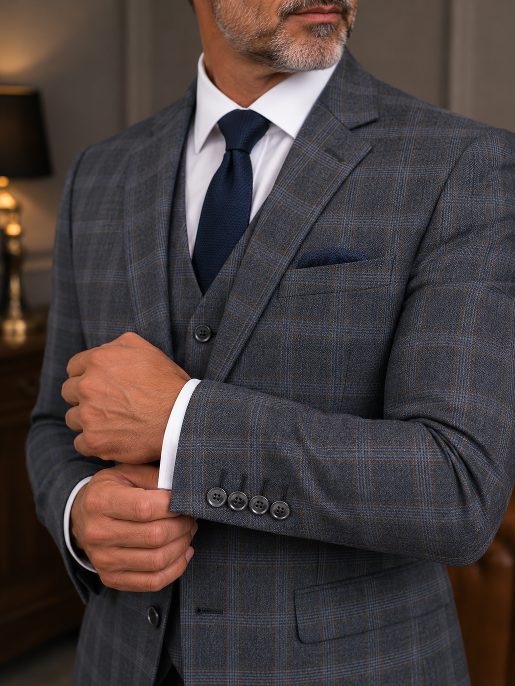 Terno Poliviscose Cinza Chumbo Quadrile