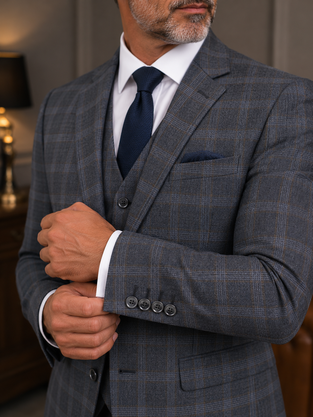 Terno Poliviscose Cinza Chumbo Quadrile