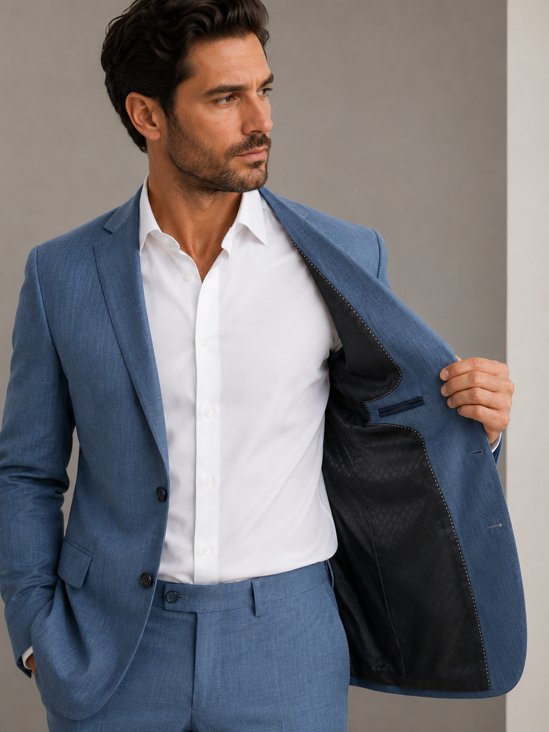 Costume Poliéster Melange Azul Serenity