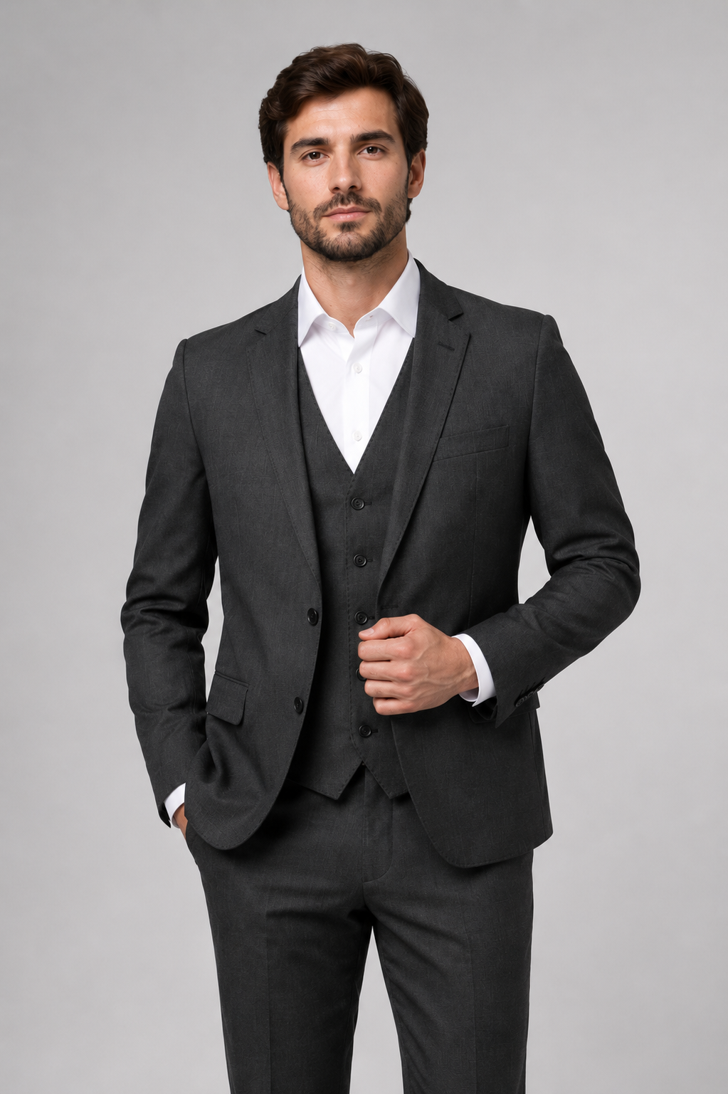 Terno Masculino Poliviscose Slim Cinza Chumbo