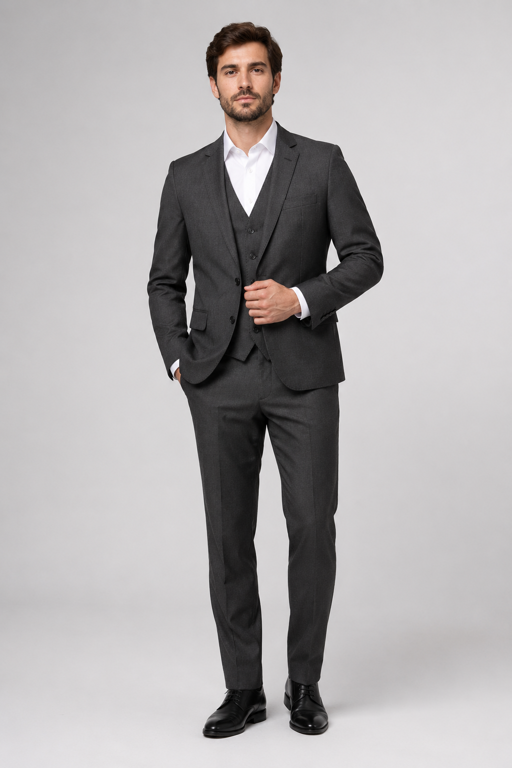 Terno Masculino Poliviscose Slim Cinza Chumbo