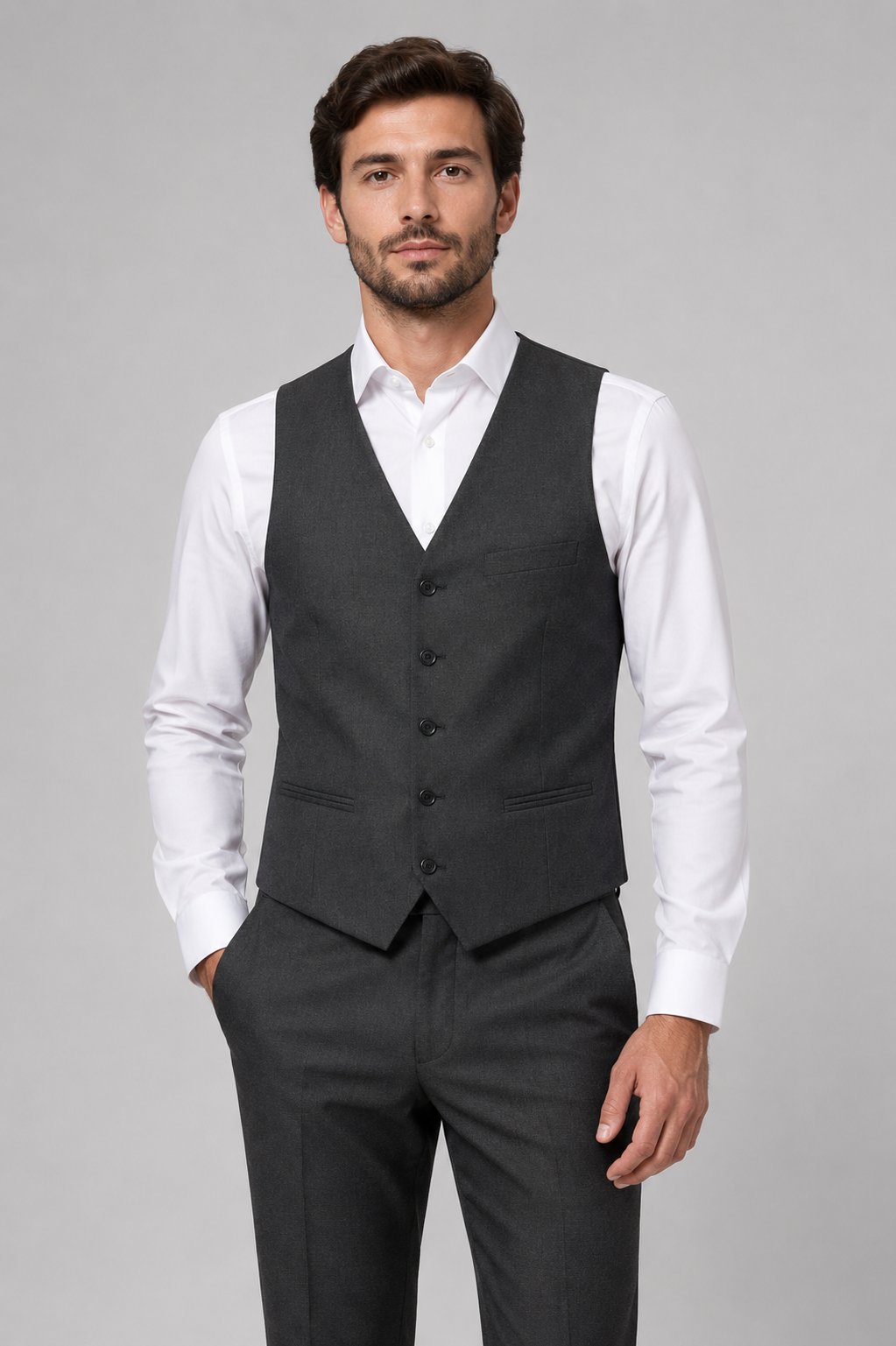 Terno Masculino Poliviscose Slim Cinza Chumbo