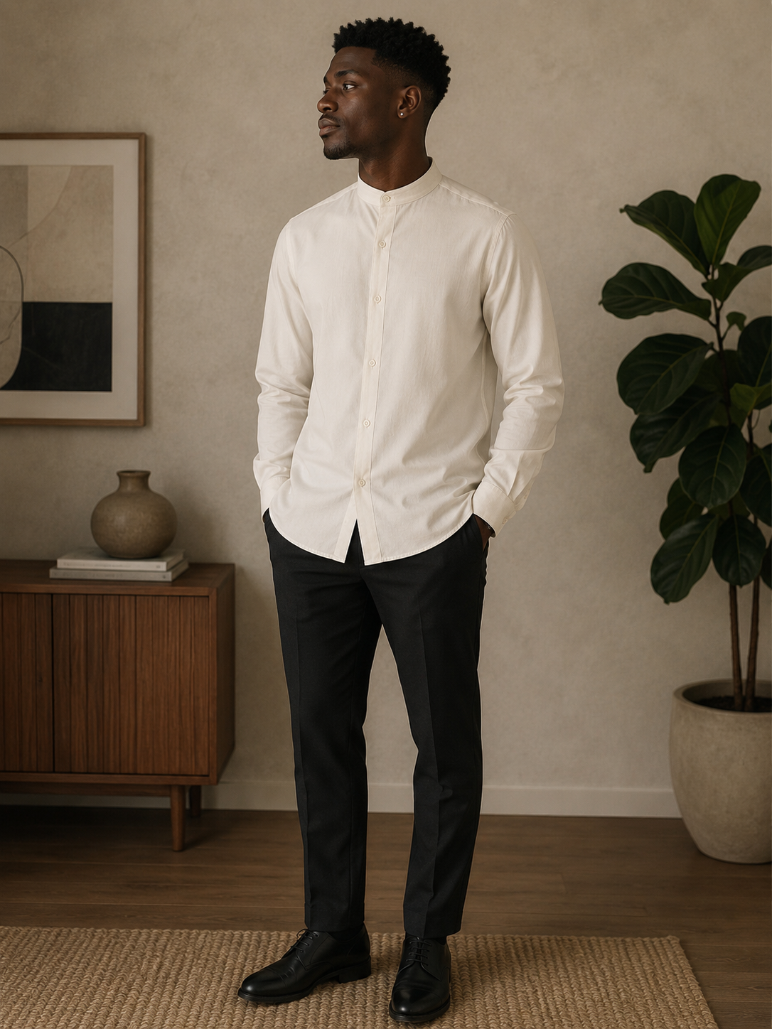 Camisa Masculina Gola de Padre