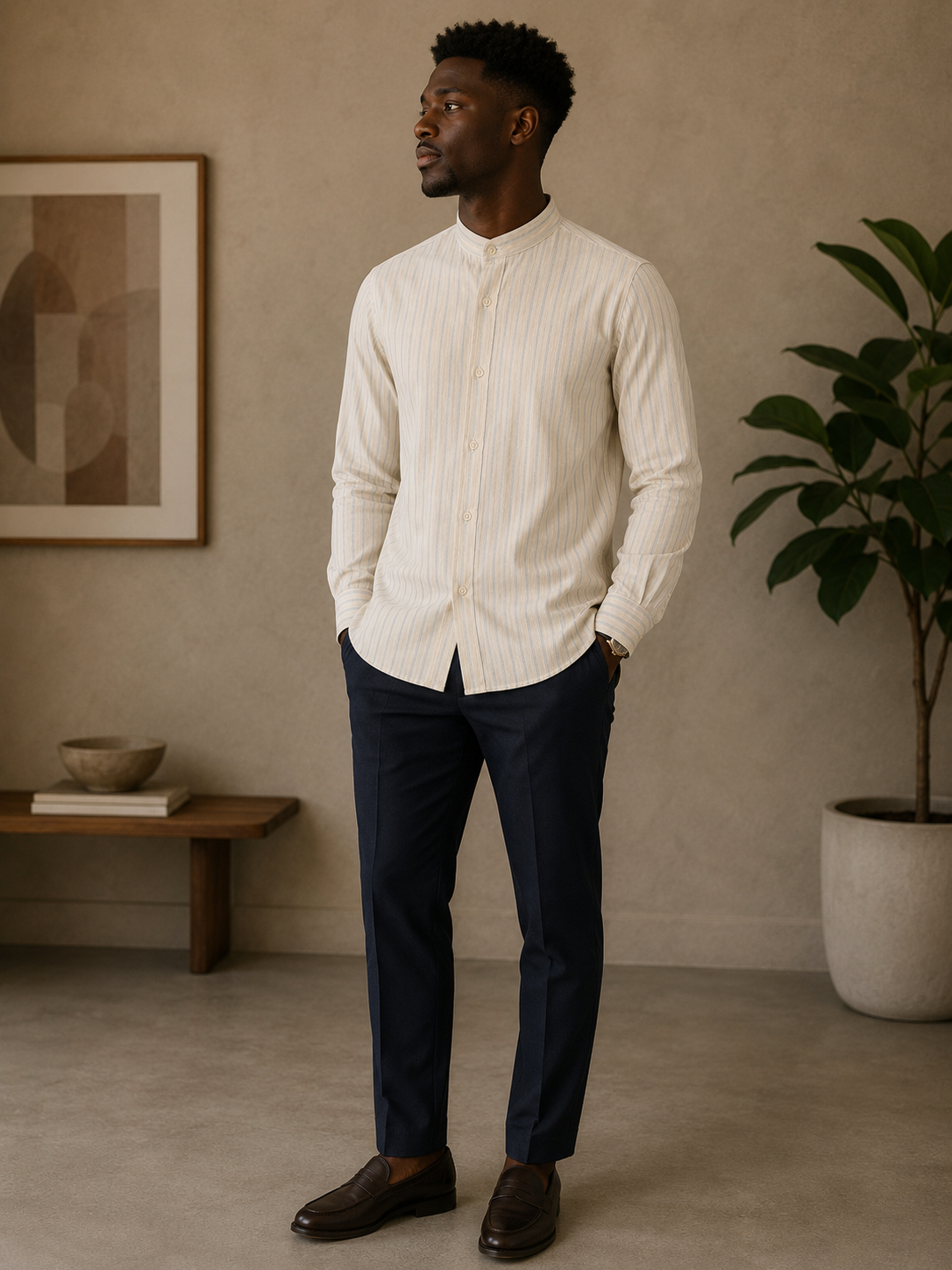 Camisa Masculina Gola de Padre