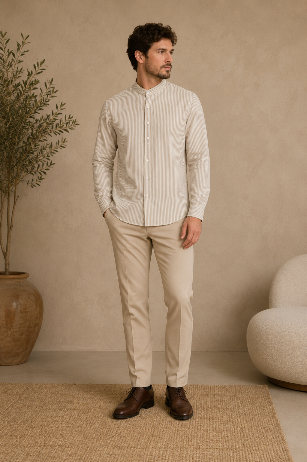 Camisa Masculina Gola de Padre