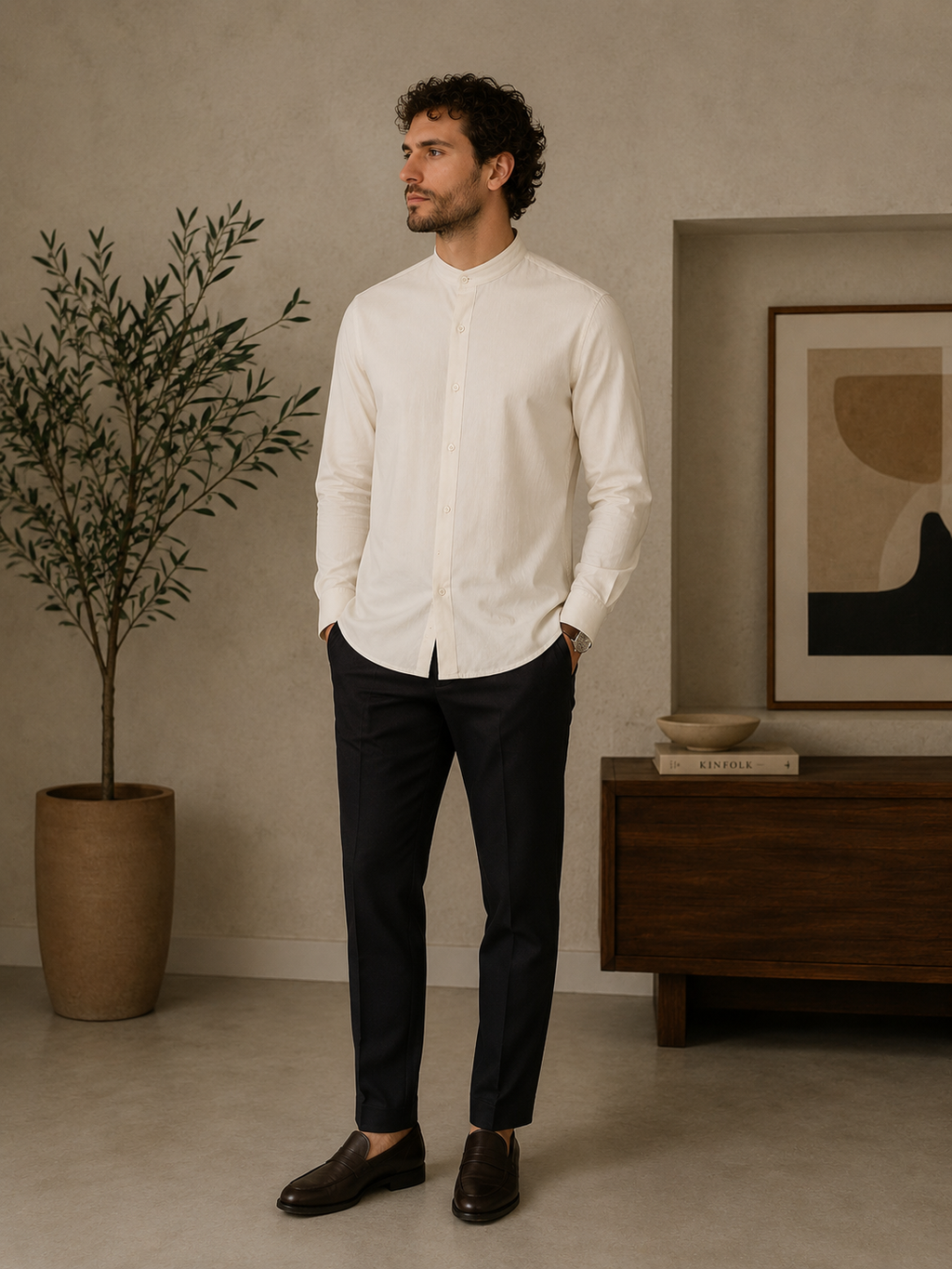 Camisa Masculina Gola de Padre