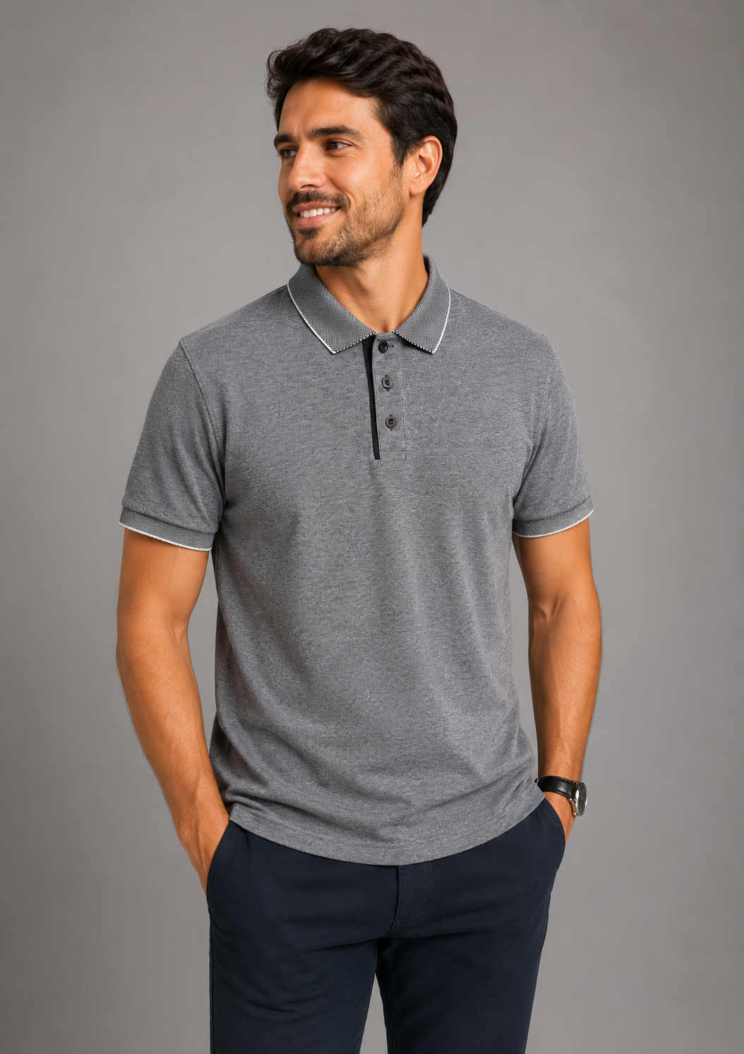 Polo Masculina Algodão Piquet com Elastano
