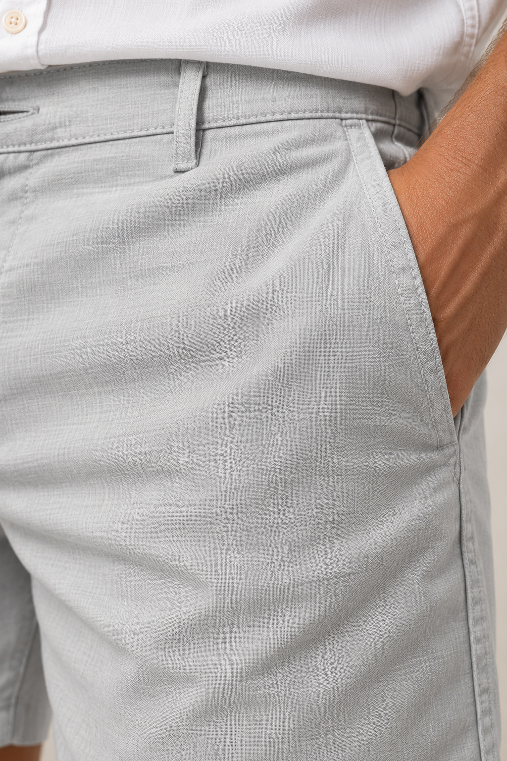 Bermuda Masculina Visco Linho Cinza Claro
