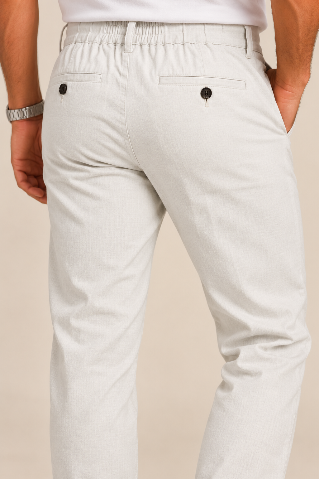Calça Masculina Visco Linho com Ajuste na Cintura
