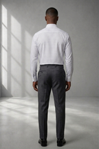Camisa Social Masculina Quadrile Branca com Azul