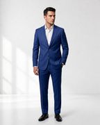 Costume Poliviscose Lapela de Bico Italiano Azul Bic