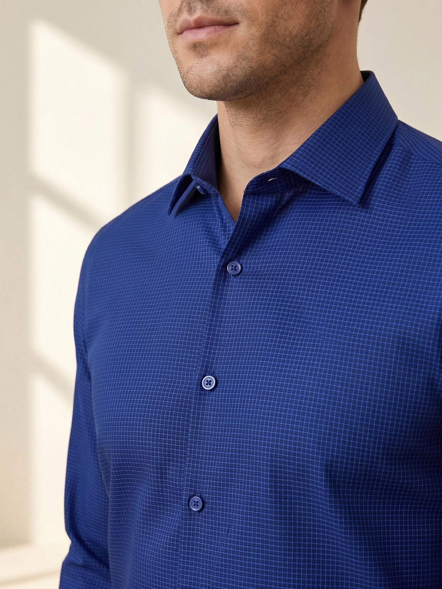 Camisa Social Masculina Azul Turquesa Xadrez