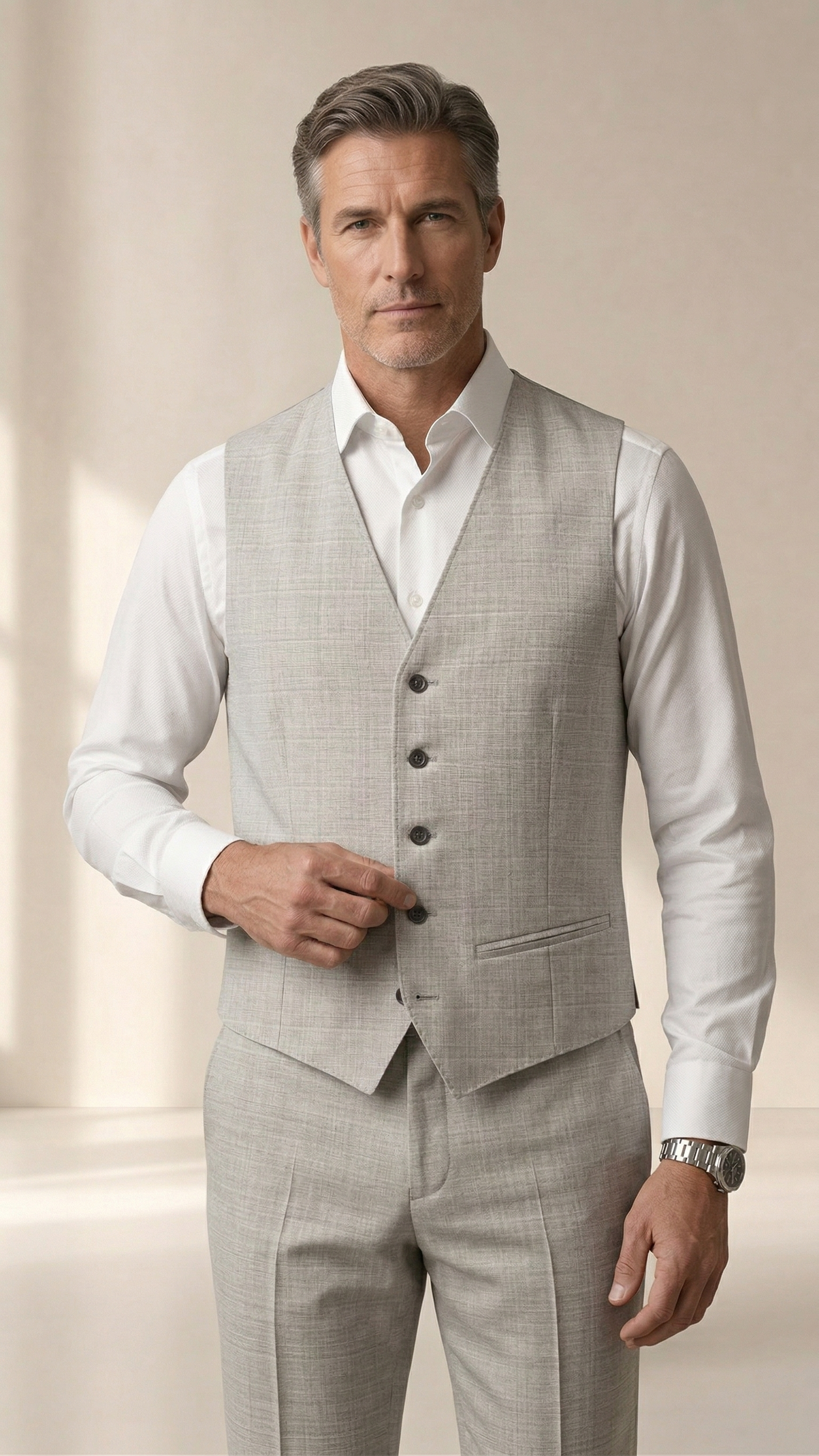 Terno Poliviscose Cinza Claro Mescla