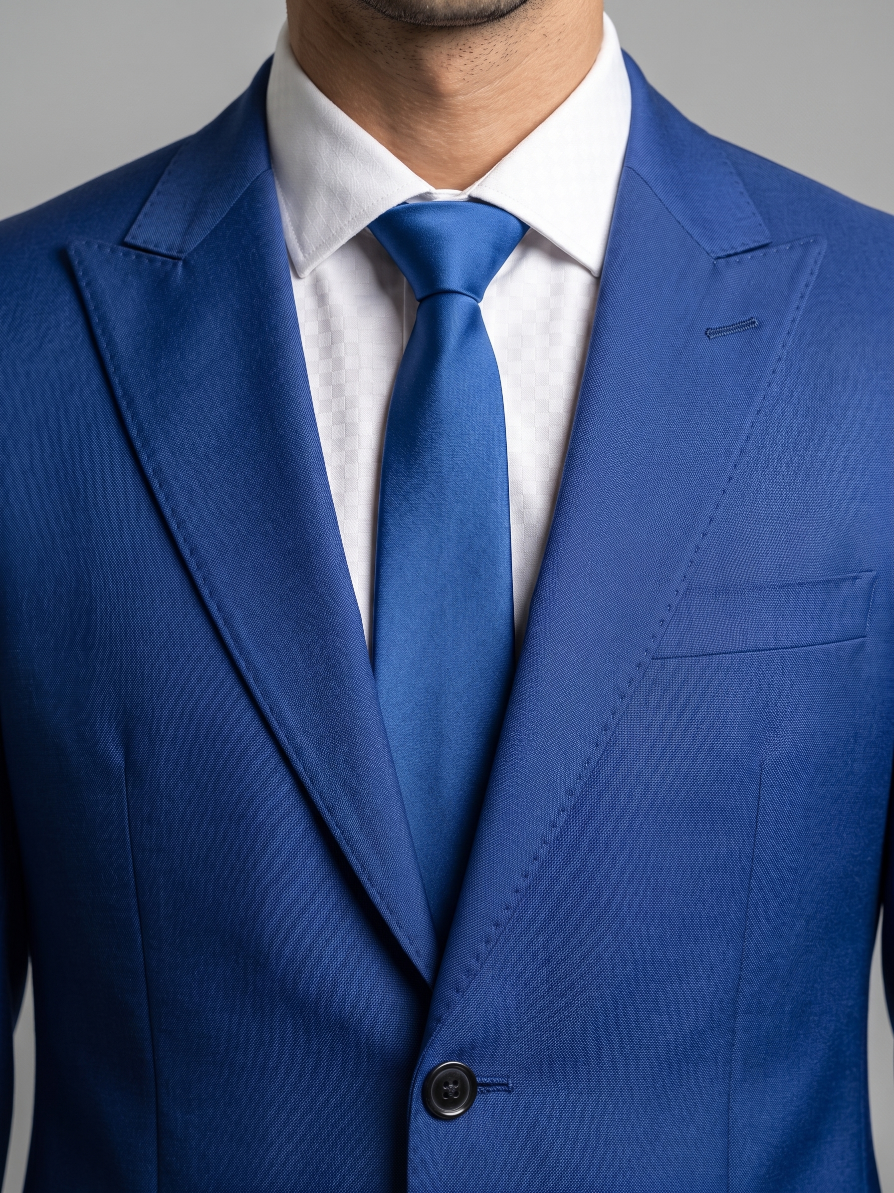 Costume Poliviscose Lapela de Bico Italiano Azul Bic