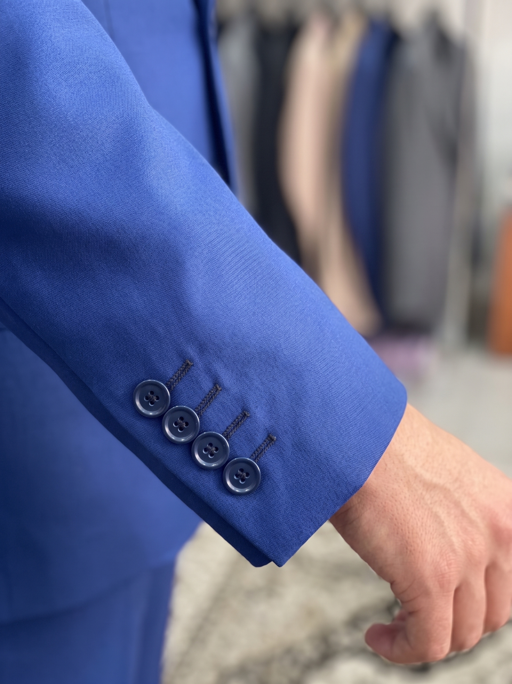 Costume Poliviscose Lapela de Bico Italiano Azul Bic