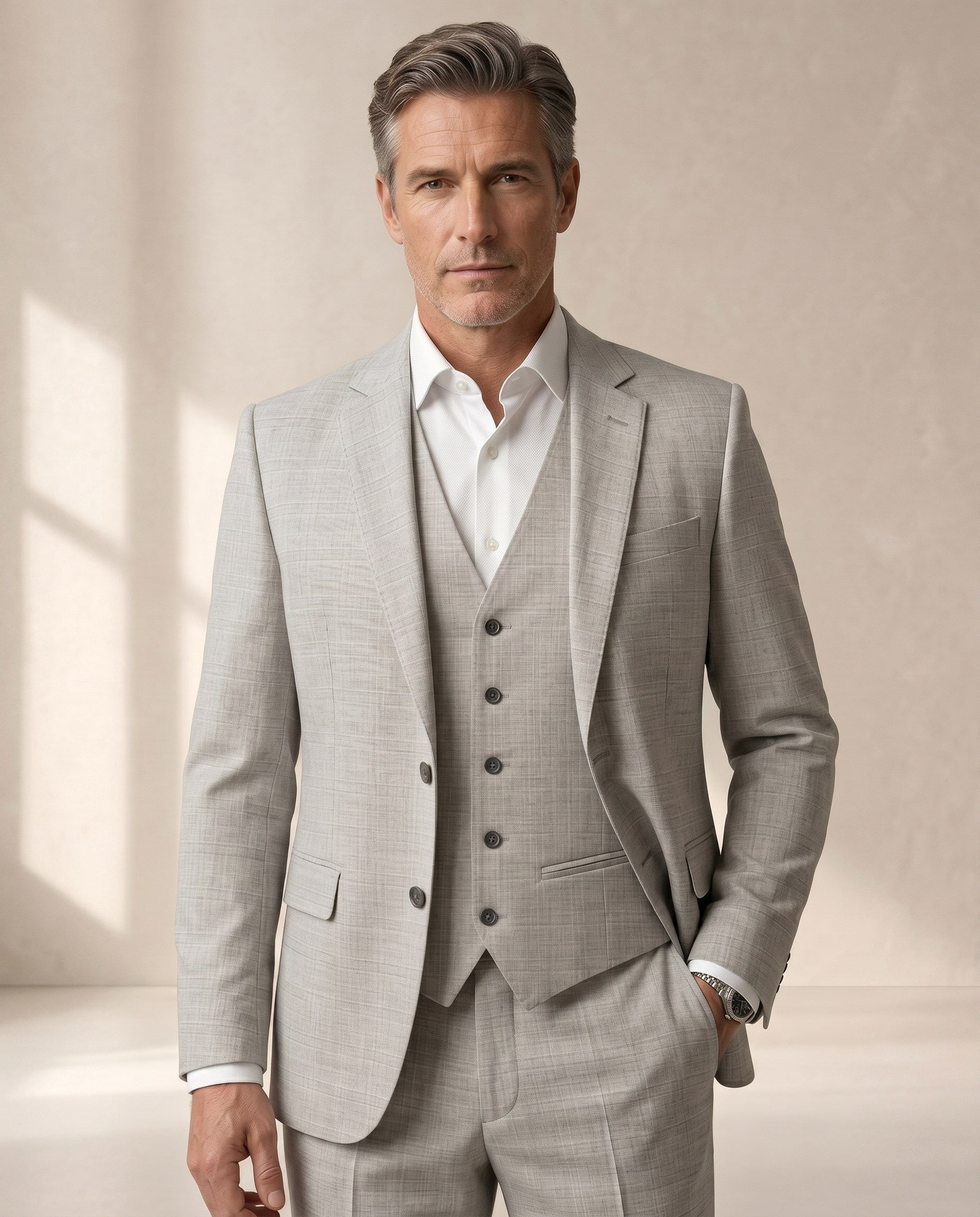 Terno Poliviscose Cinza Claro Mescla