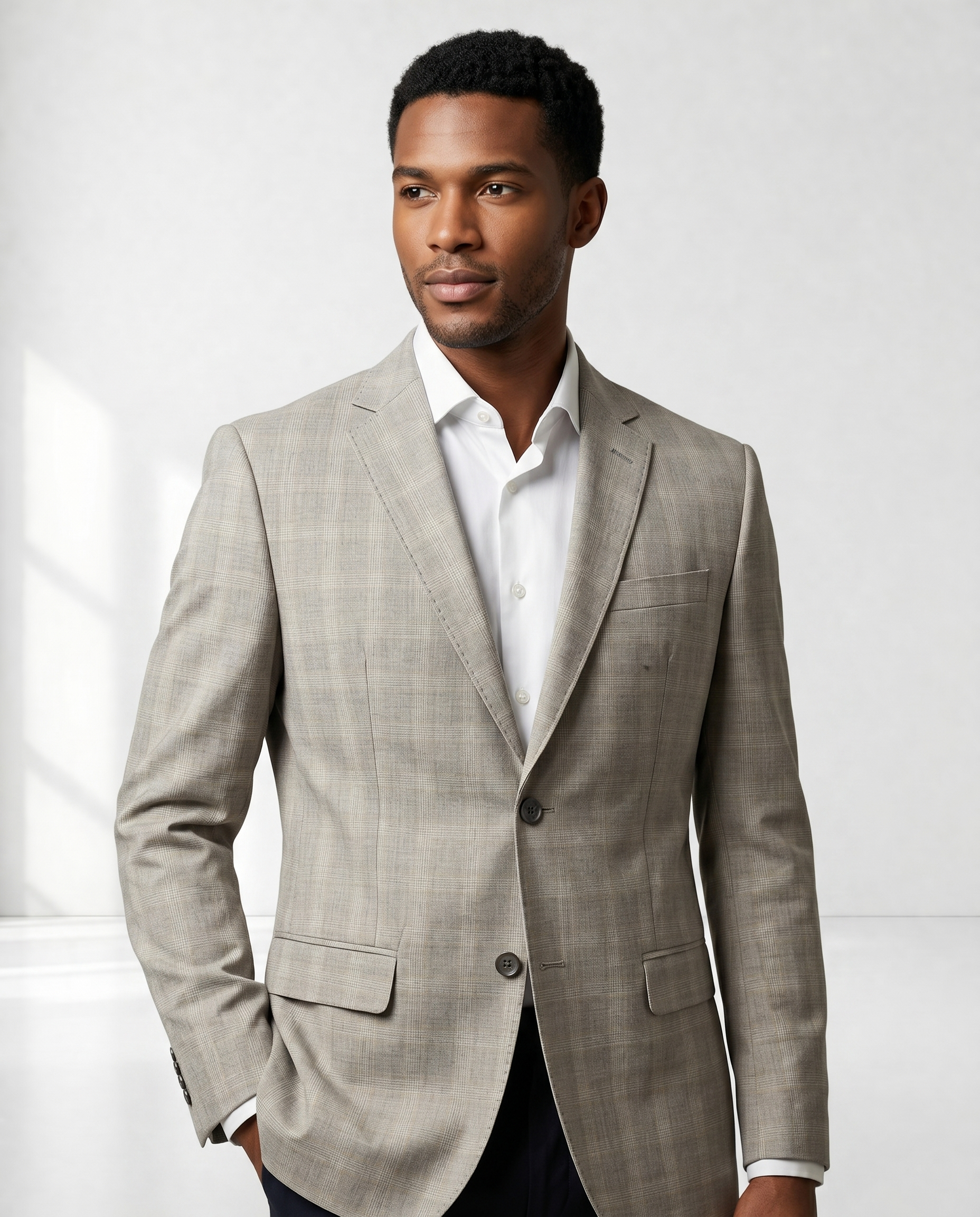 Costume Poliviscose Príncipe de Gales Bege