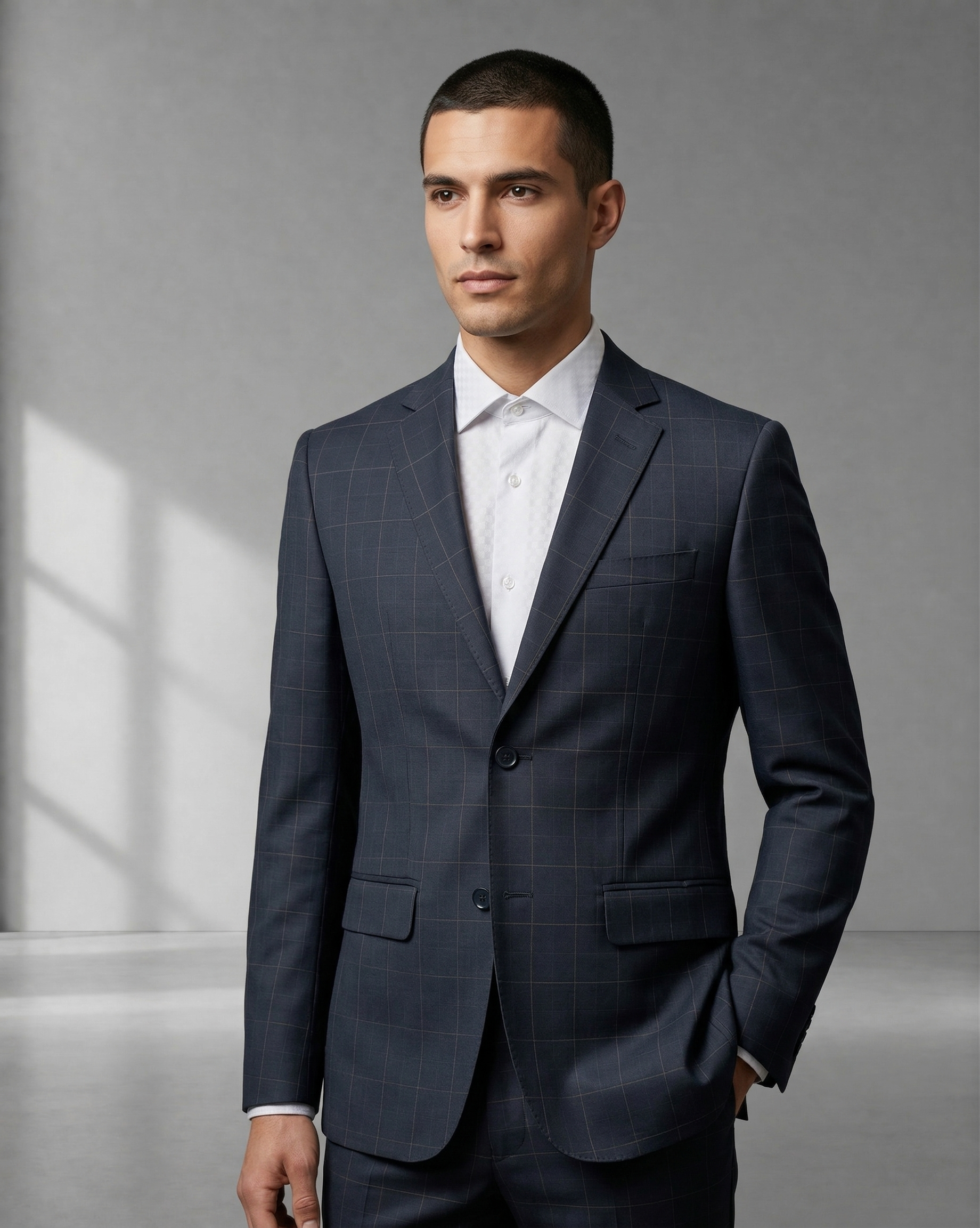 Costume Poliviscose Cinza Quadrile