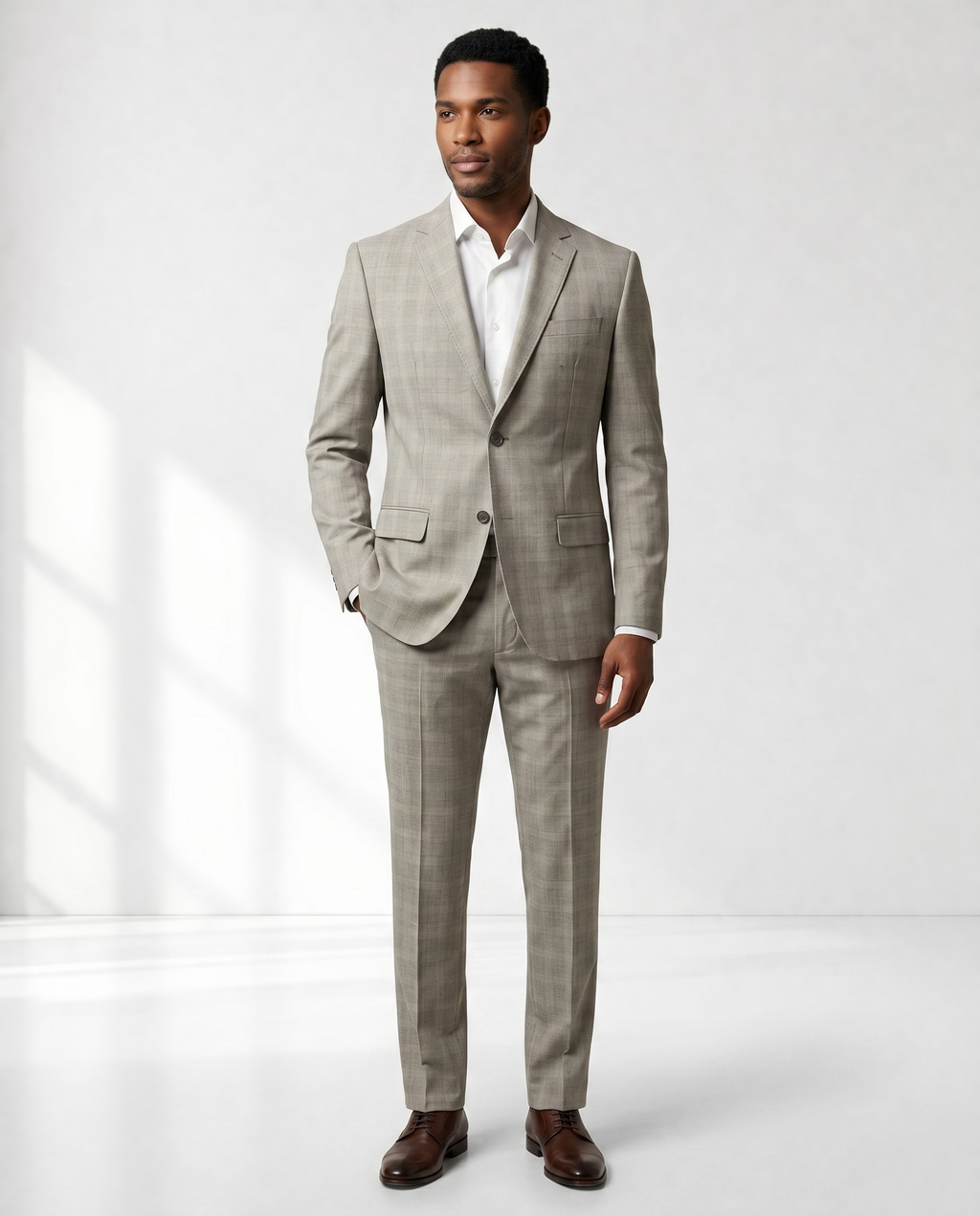 Costume Poliviscose Príncipe de Gales Bege