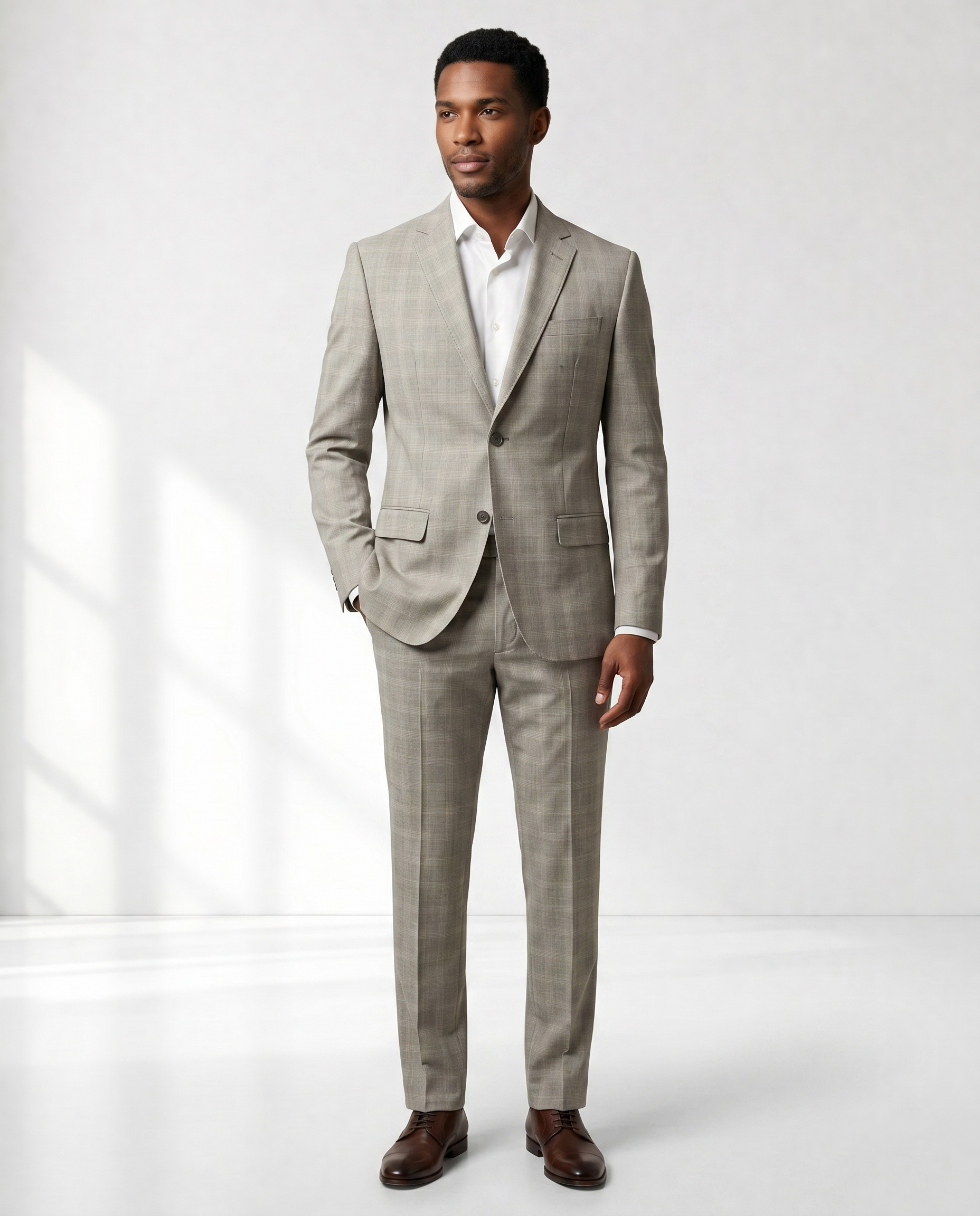 Costume Poliviscose Príncipe de Gales Bege