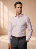 Camisa Social Masculina Rosa Bebê com Branco