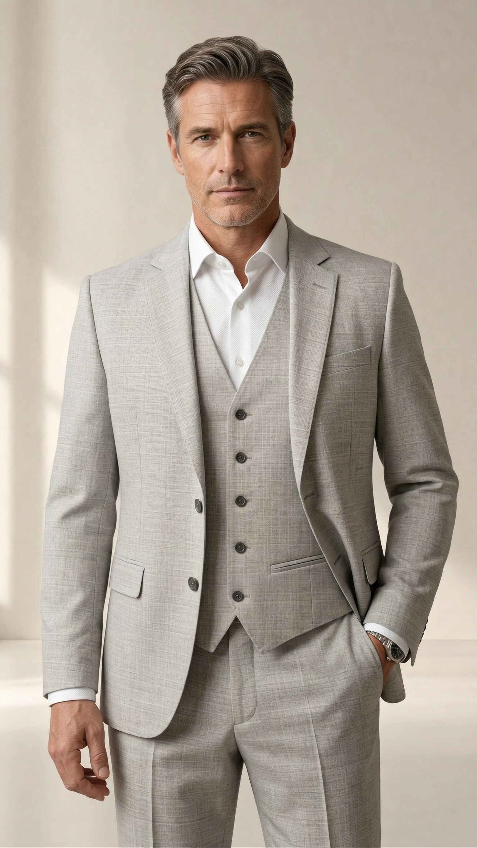 Terno Poliviscose Cinza Claro Mescla