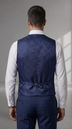 Terno Poliviscose Príncipe de Gales Azul Marinho