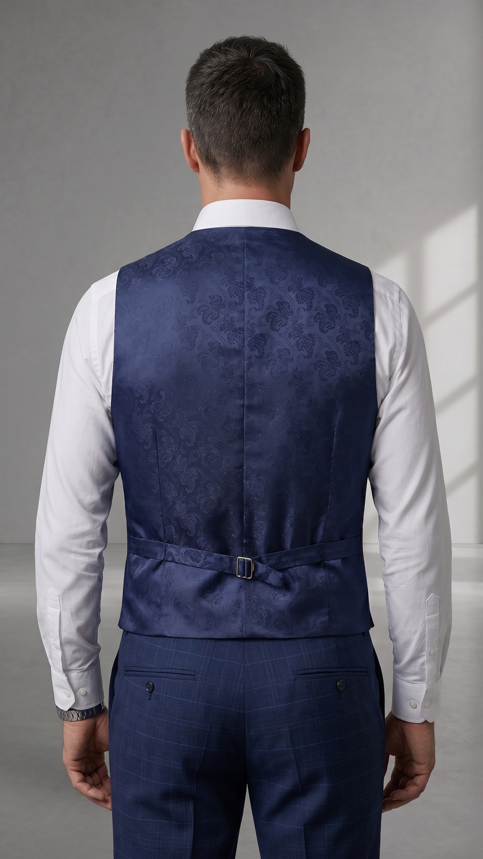 Terno Poliviscose Príncipe de Gales Azul Marinho