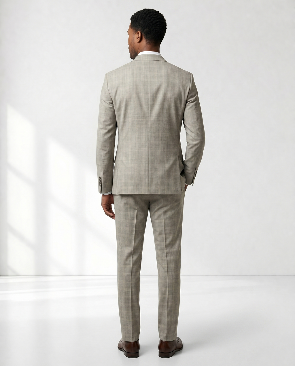 Costume Poliviscose Príncipe de Gales Bege